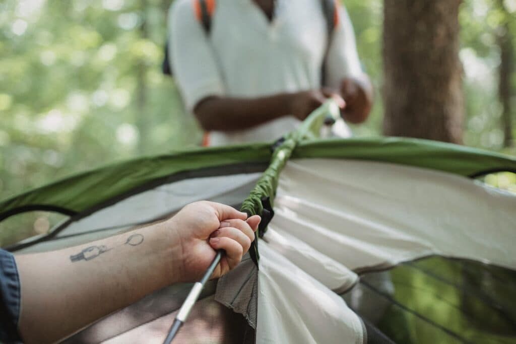 Where to pitch tent on campsite